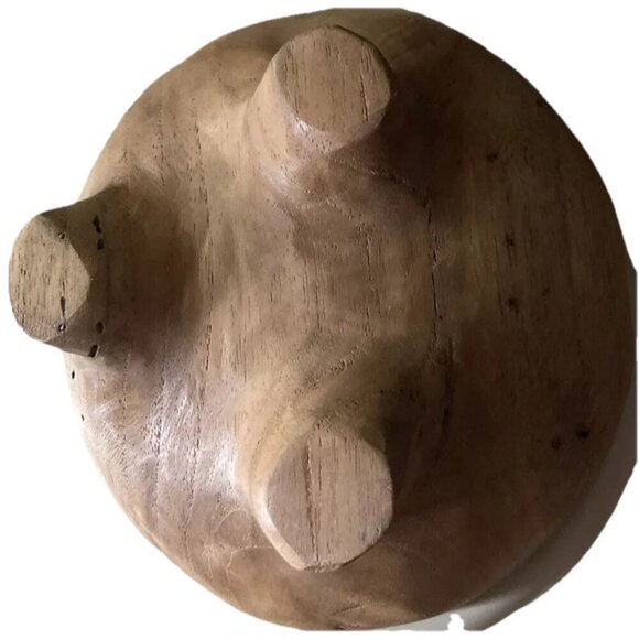Small‎ Teak Wooden Bowl Brown Small Artistic Offering Earth Table 3 Legs - Picture 2 of 2